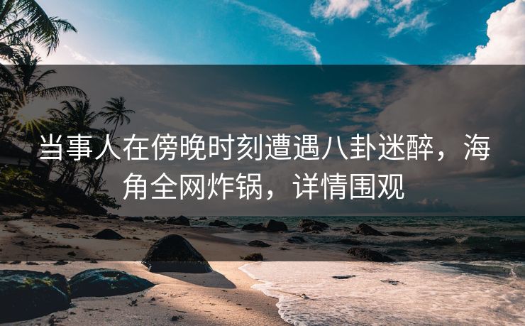 当事人在傍晚时刻遭遇八卦迷醉，海角全网炸锅，详情围观