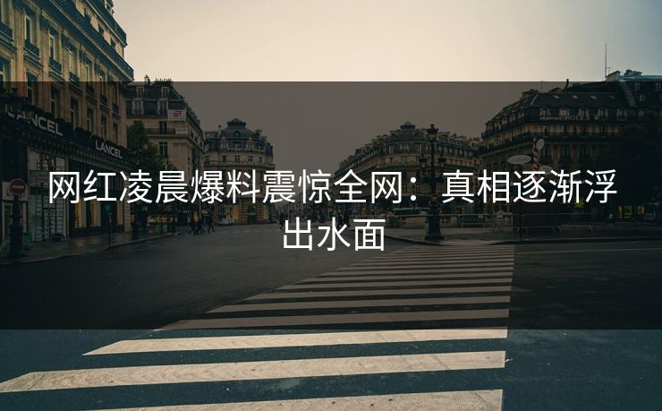 网红凌晨爆料震惊全网：真相逐渐浮出水面