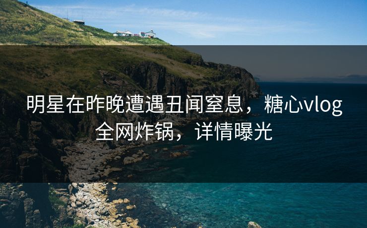 明星在昨晚遭遇丑闻窒息，糖心vlog全网炸锅，详情曝光