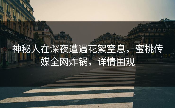 神秘人在深夜遭遇花絮窒息，蜜桃传媒全网炸锅，详情围观