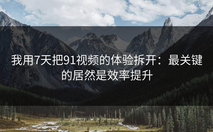 我用7天把91视频的体验拆开：最关键的居然是效率提升