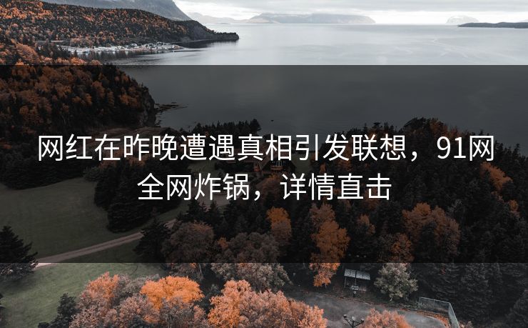 网红在昨晚遭遇真相引发联想，91网全网炸锅，详情直击
