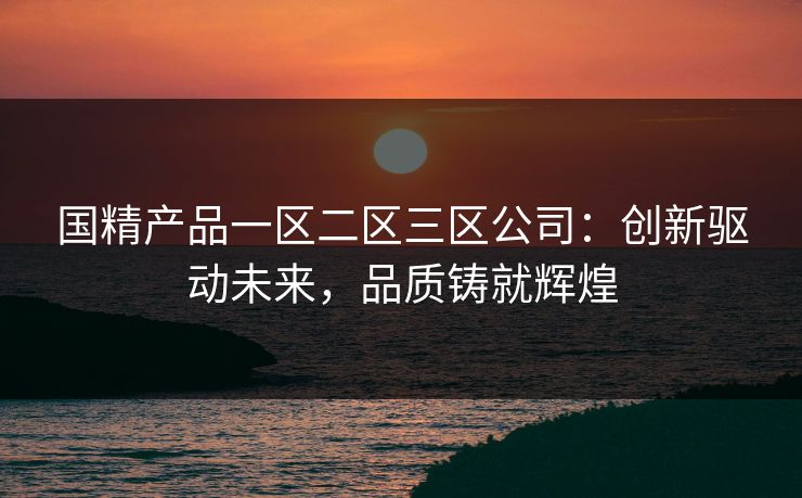 国精产品一区二区三区公司：创新驱动未来，品质铸就辉煌